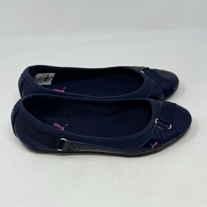 Puma Bixley Glamm Ballet Flats Womens 6 Blue Patent Leather Casual Slip On Shoes
